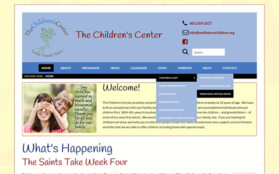 the childrens center nh cms enabled website designed by pcs web design
