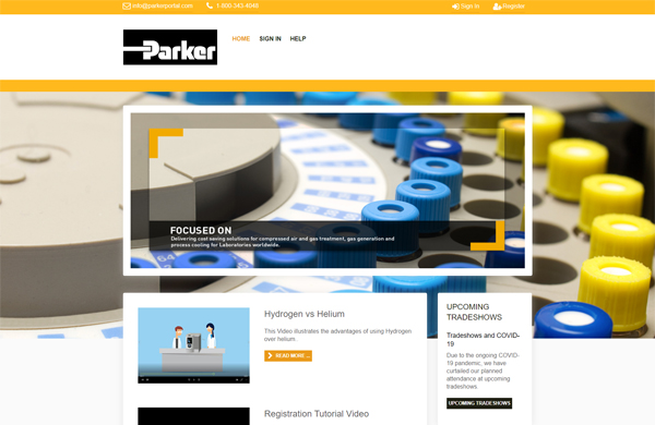 parker hannifin distributor portal cms enabled website designed by pcs web design