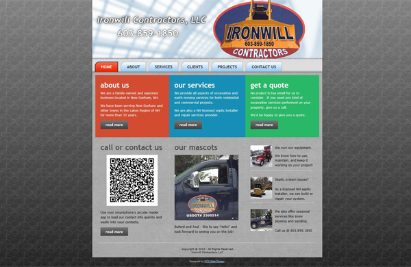 ironwill contractors basic business website designed by pcs web design web