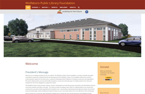 wolfeboro public library foundation cms enabled website designed by pcs web design