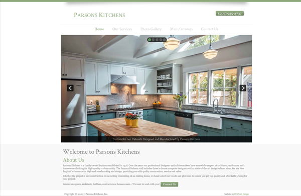 Parsons Kitchens CMS-enabled website