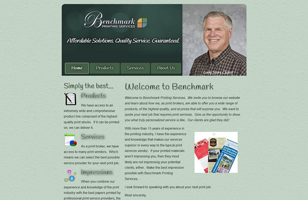 Benchmark Printing Services CMS-enabled website