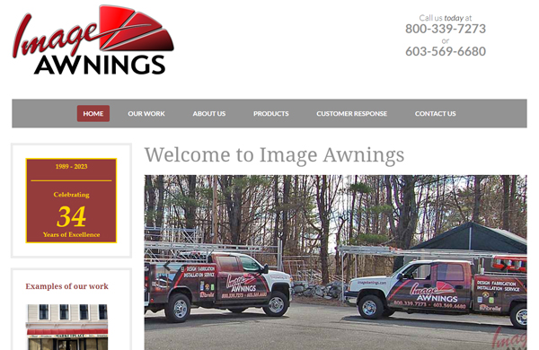 Image Awnings CMS-enabled website