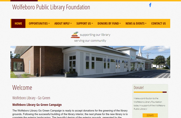 Wolfeboro Public Library Foundation CMS-enabled website