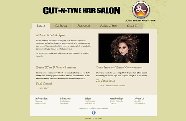 cut n tyme hair salon cms enabled website designed by pcs web design